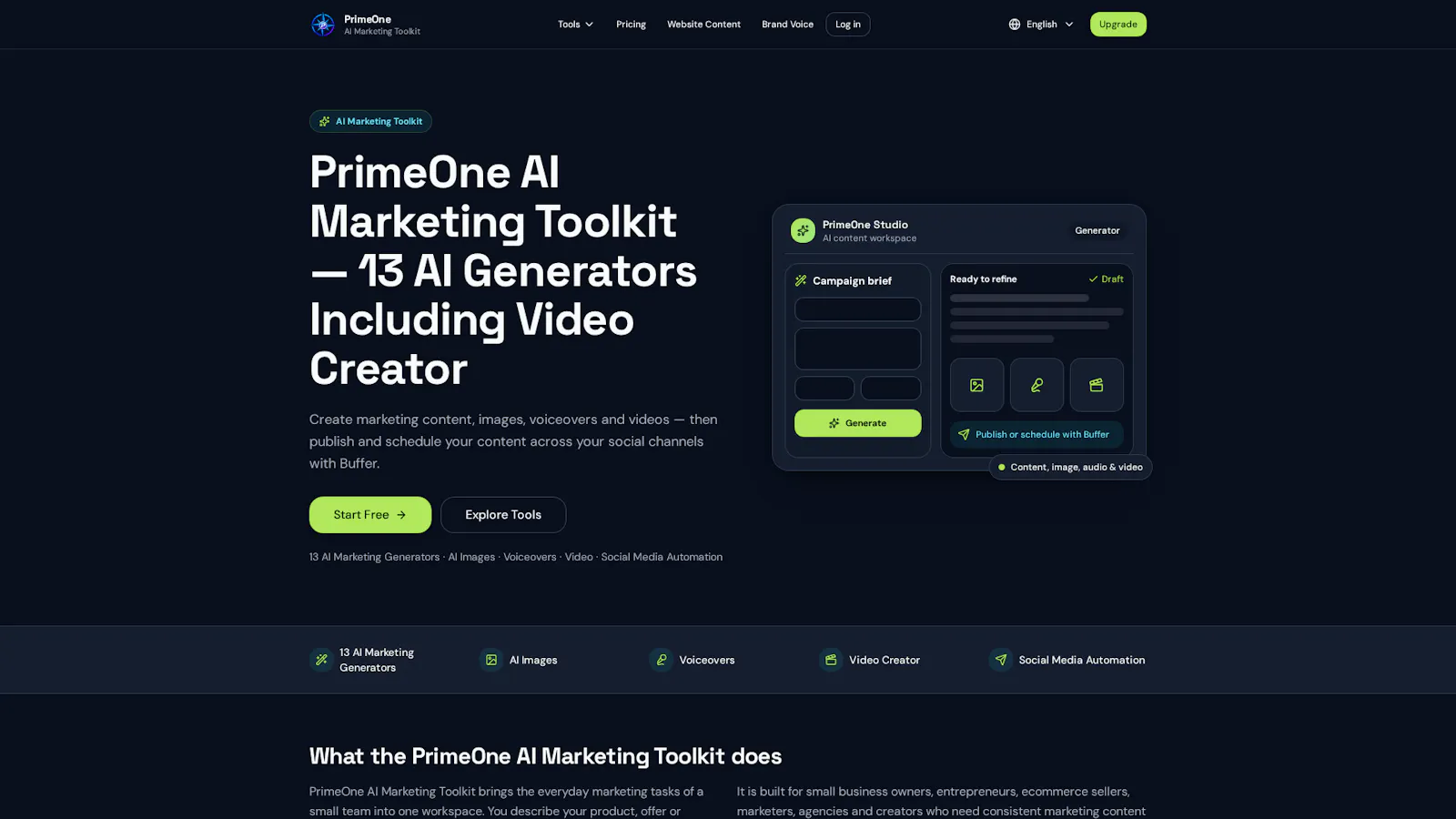 PrimeOne AI Marketing Toolkit screenshot 1