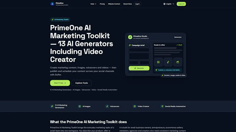 PrimeOne AI Marketing Toolkit screenshot 1