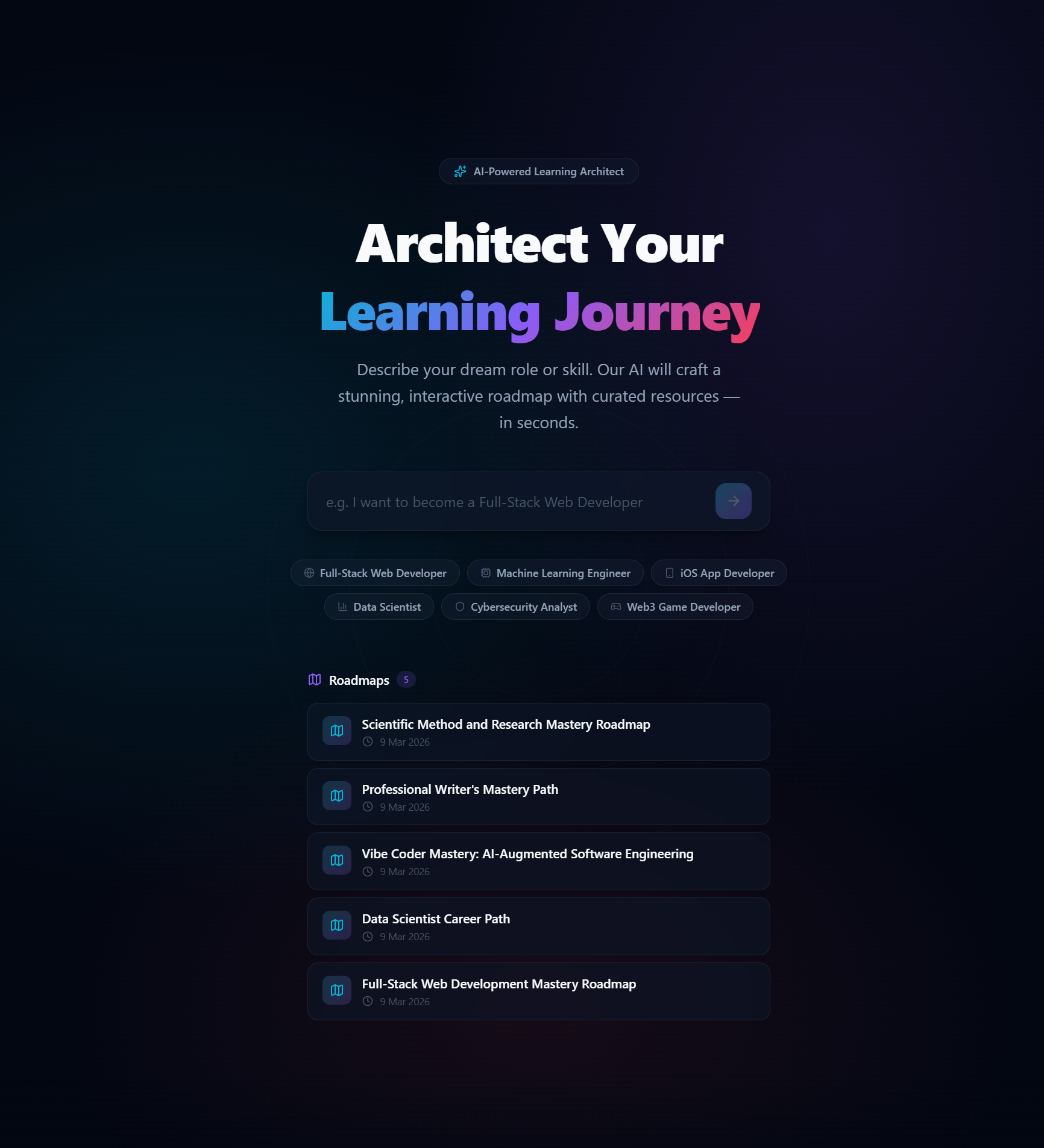 Roadmap Generator - Screenshot 2 showing product features and functionality