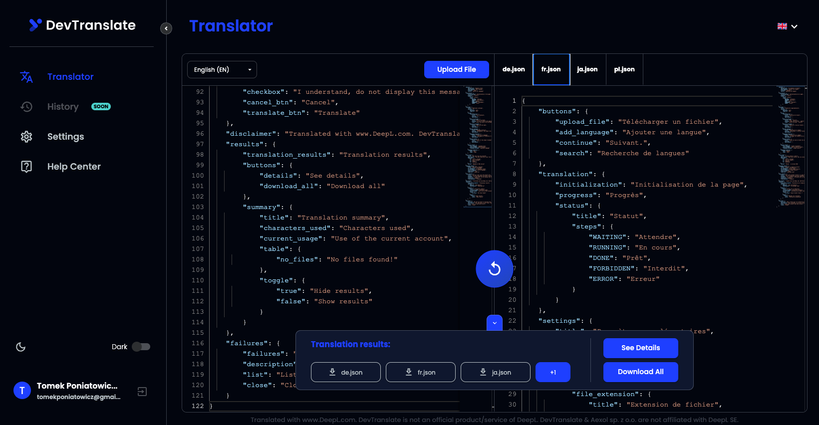 Devtradranslate - Traducción automatizada de archivos JSON, XML, ARB y Strings media 3