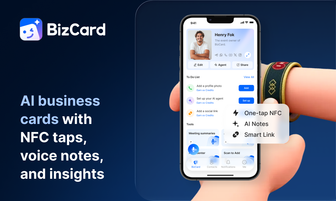 BizCard - Main product screenshot demonstrating key features and user interface
