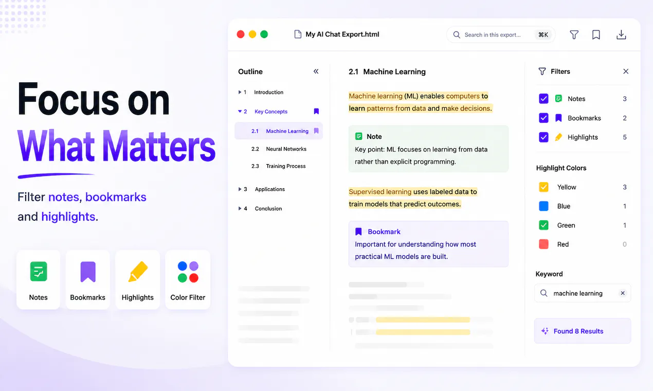 OutlineSave: AI Chats to Offline HTML screenshot