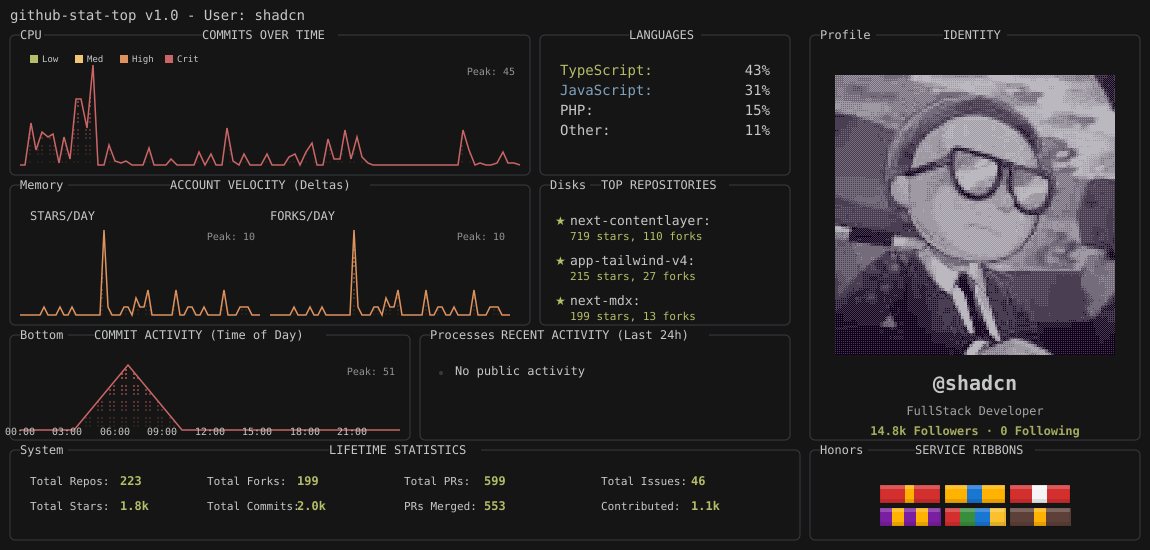 GitHub Retro Stats API gallery image