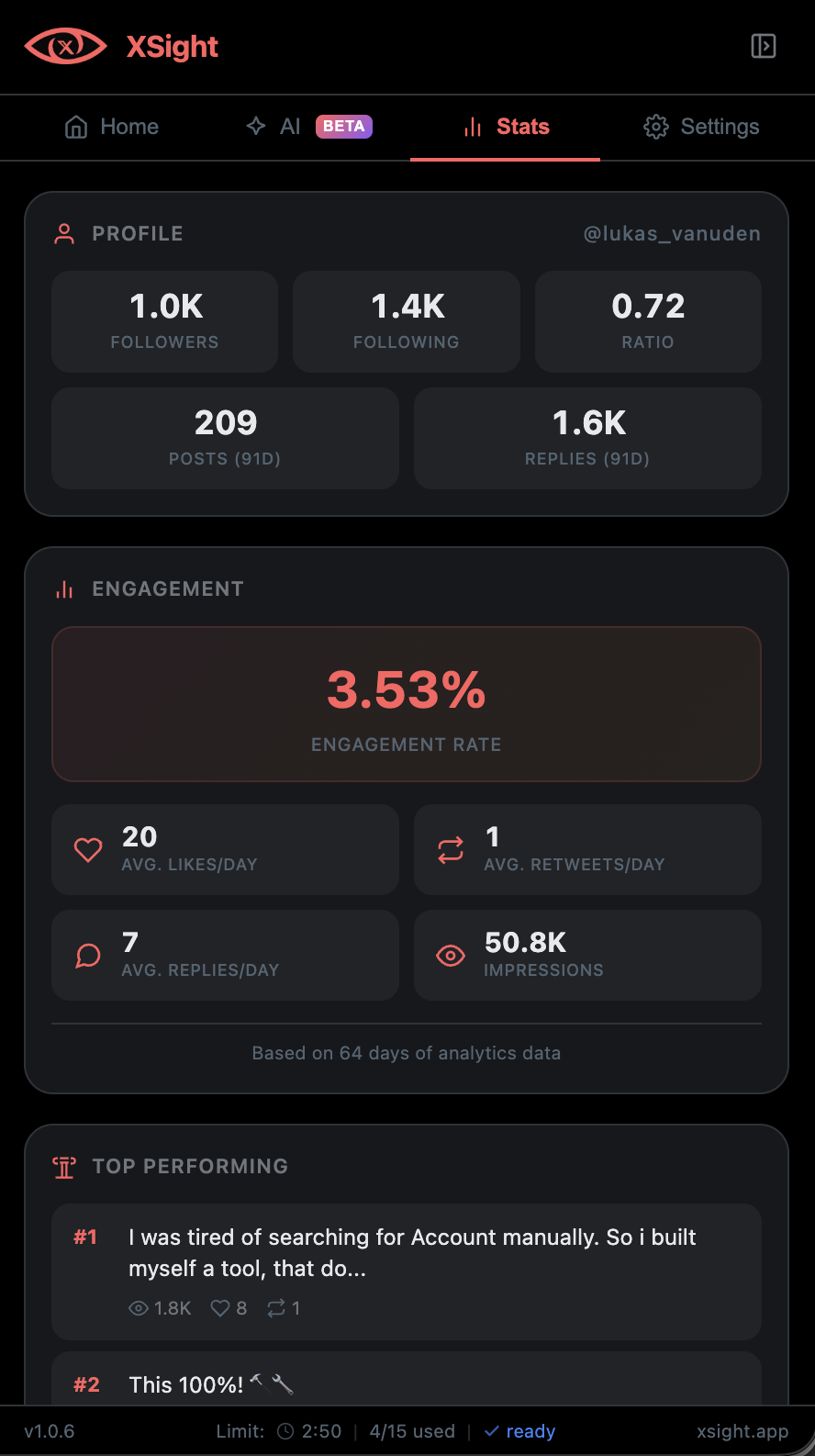 XSight - AI Tool & more for X/Twitter - Screenshot 3 showing product features and functionality
