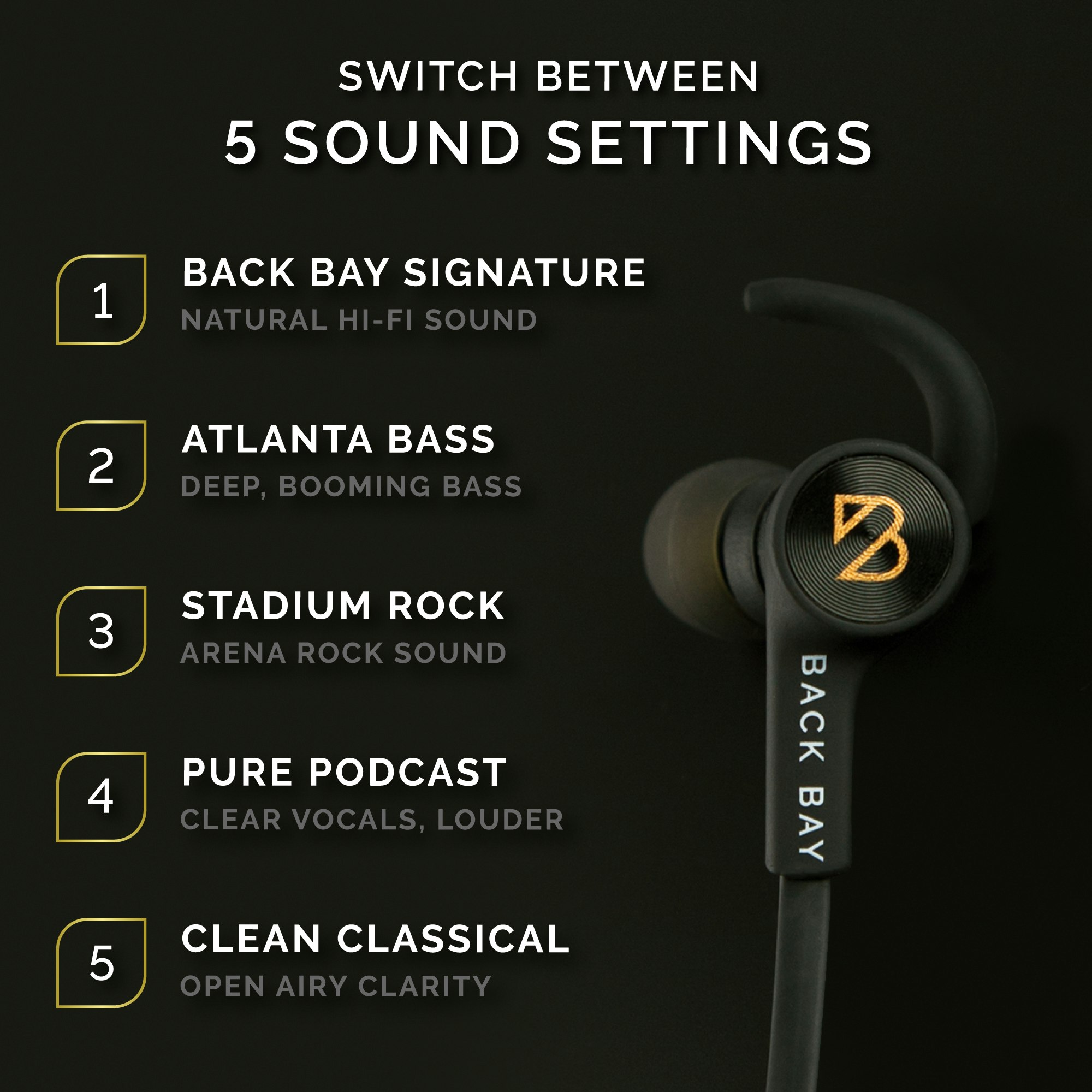 Back Bay 3-in-1 Wireless+Wired Earbuds gallery image