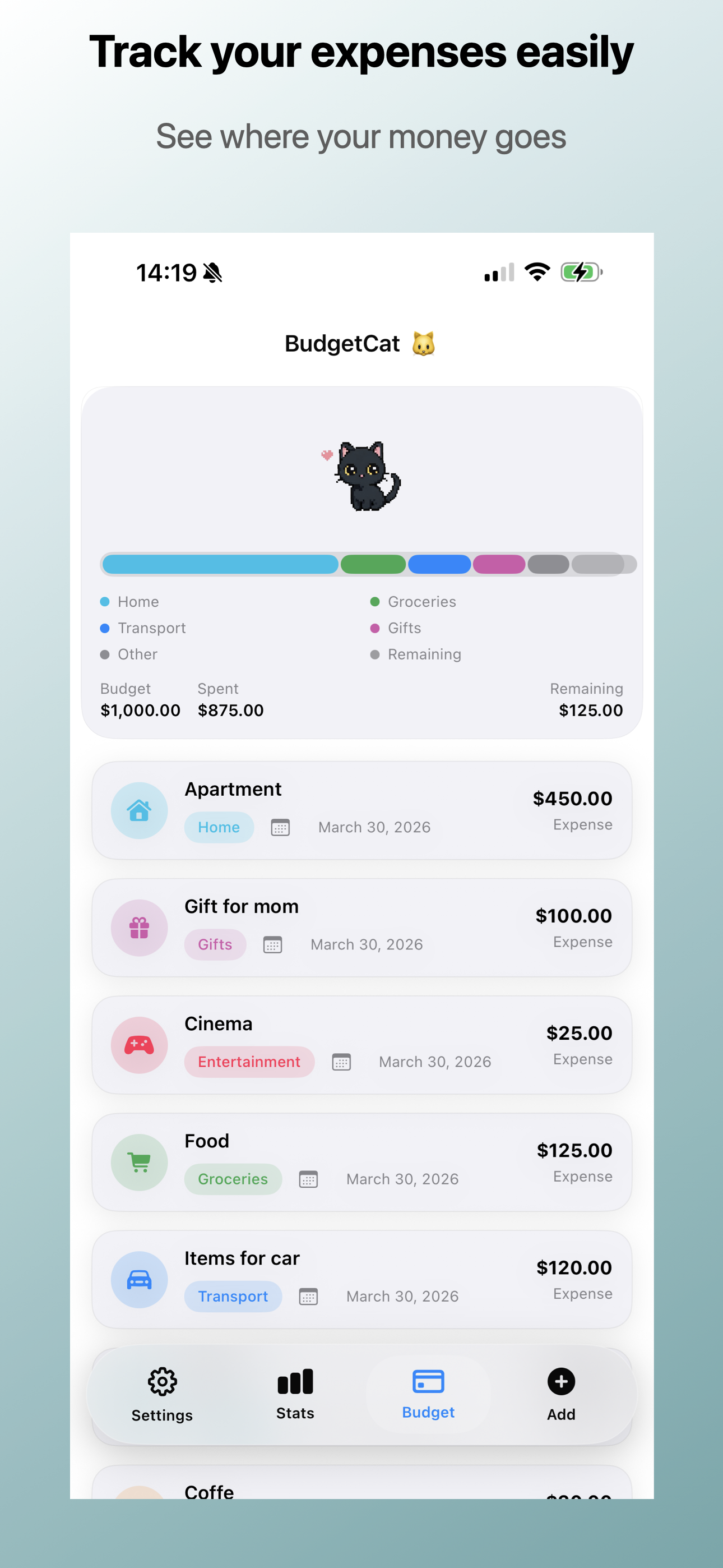 BudgetCat: Spending Tracker gallery image