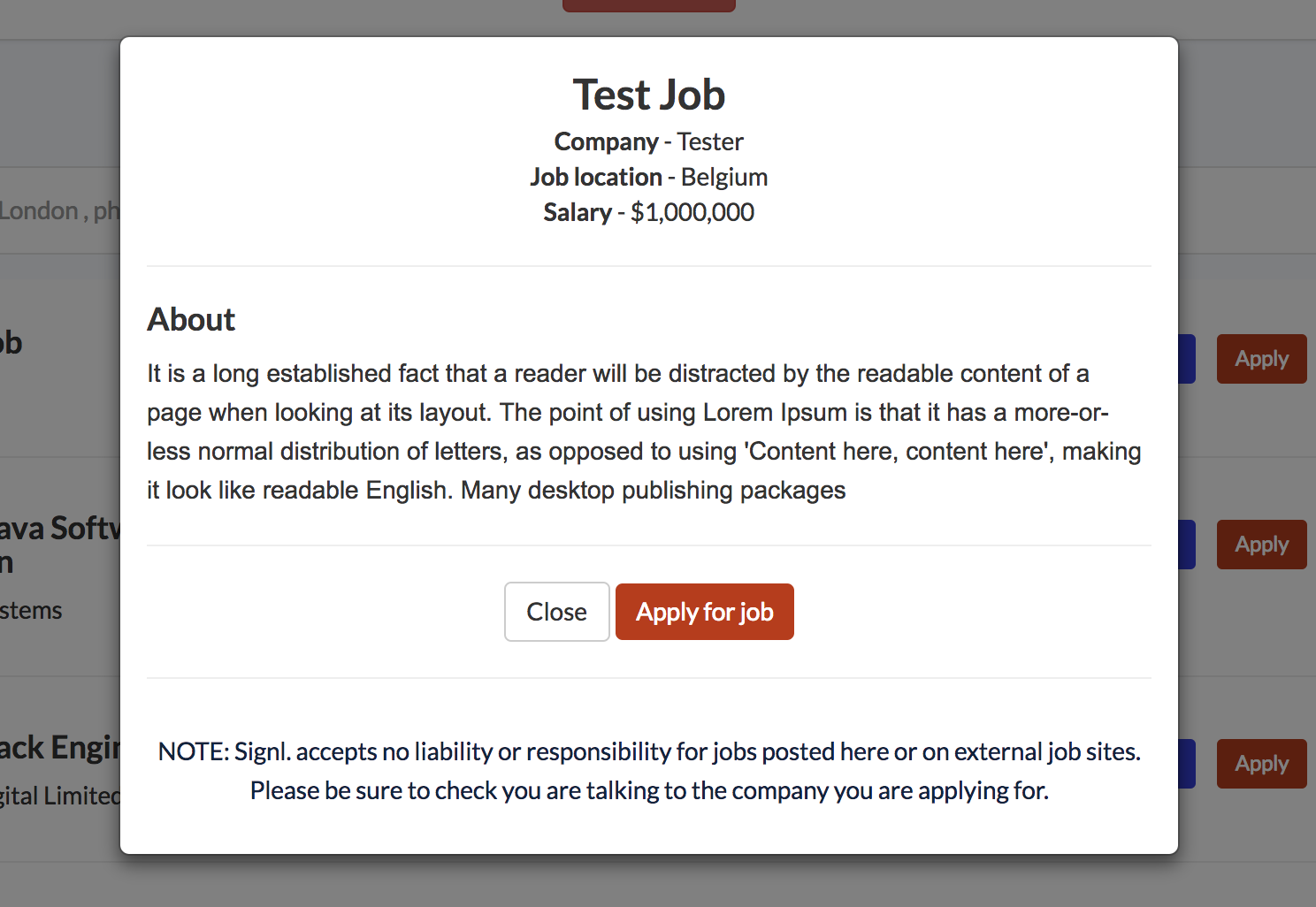 Signl. Job board gallery image