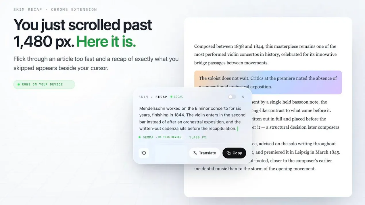 Skim Recap product