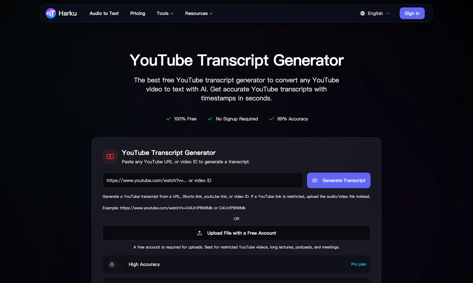 Harku YouTube to Text screenshot 1