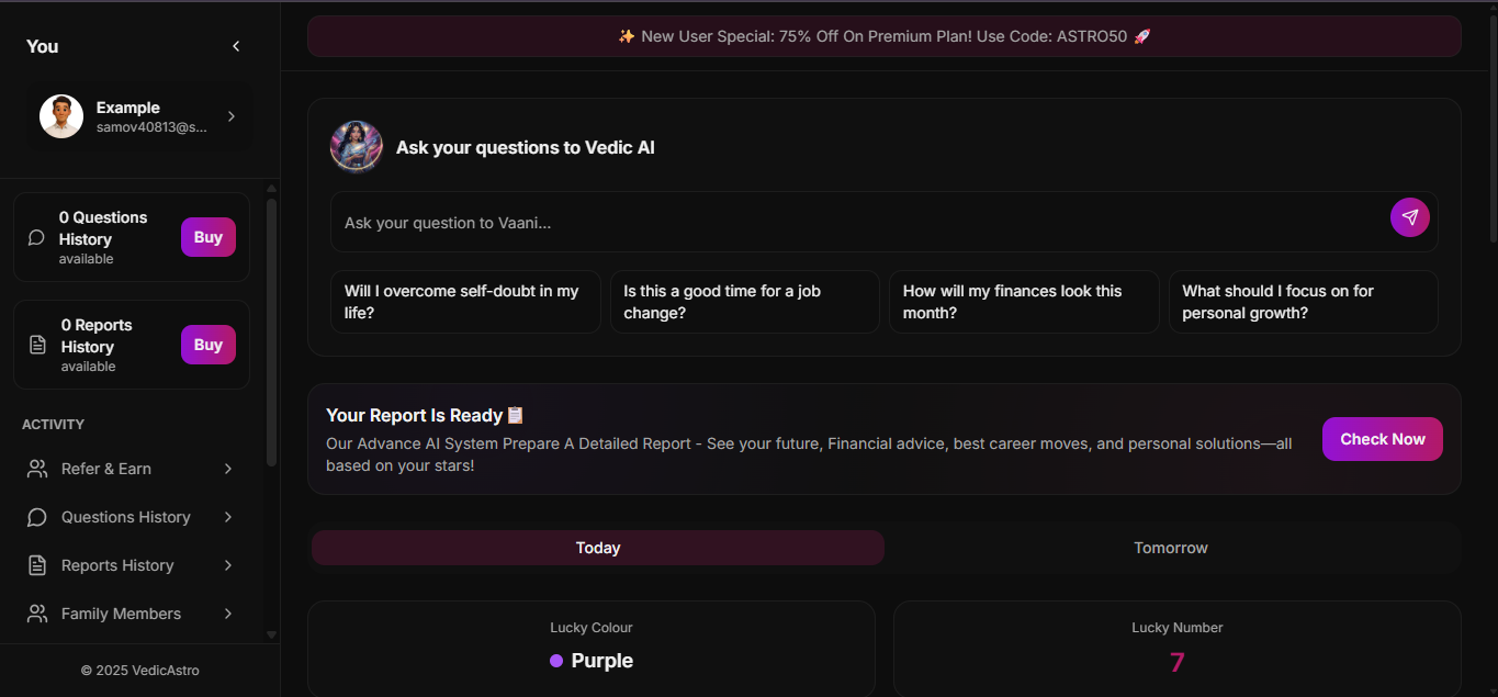 Vedicastro - Main product screenshot demonstrating key features and user interface