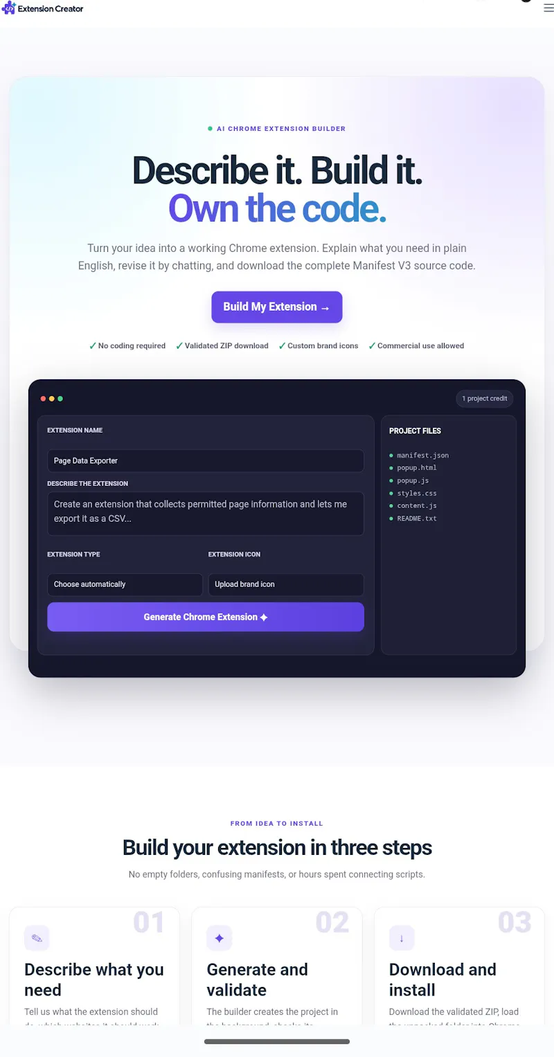 Extension Creator screenshot 1