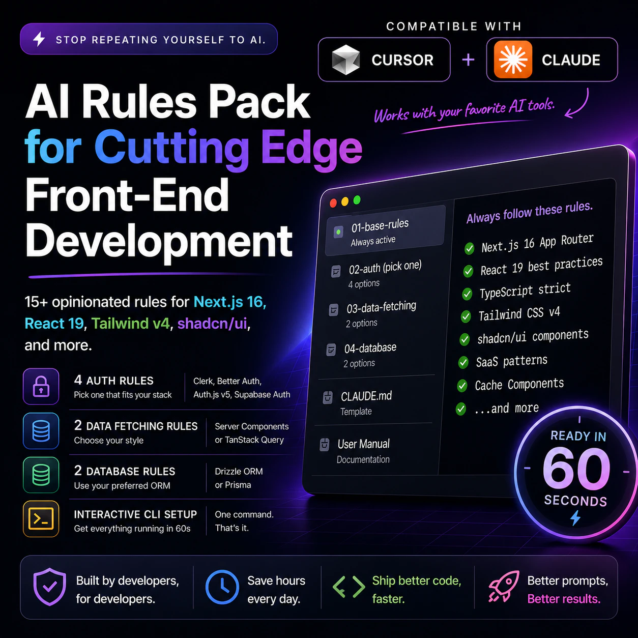 AI Rules Pack for modern FE Development  logo