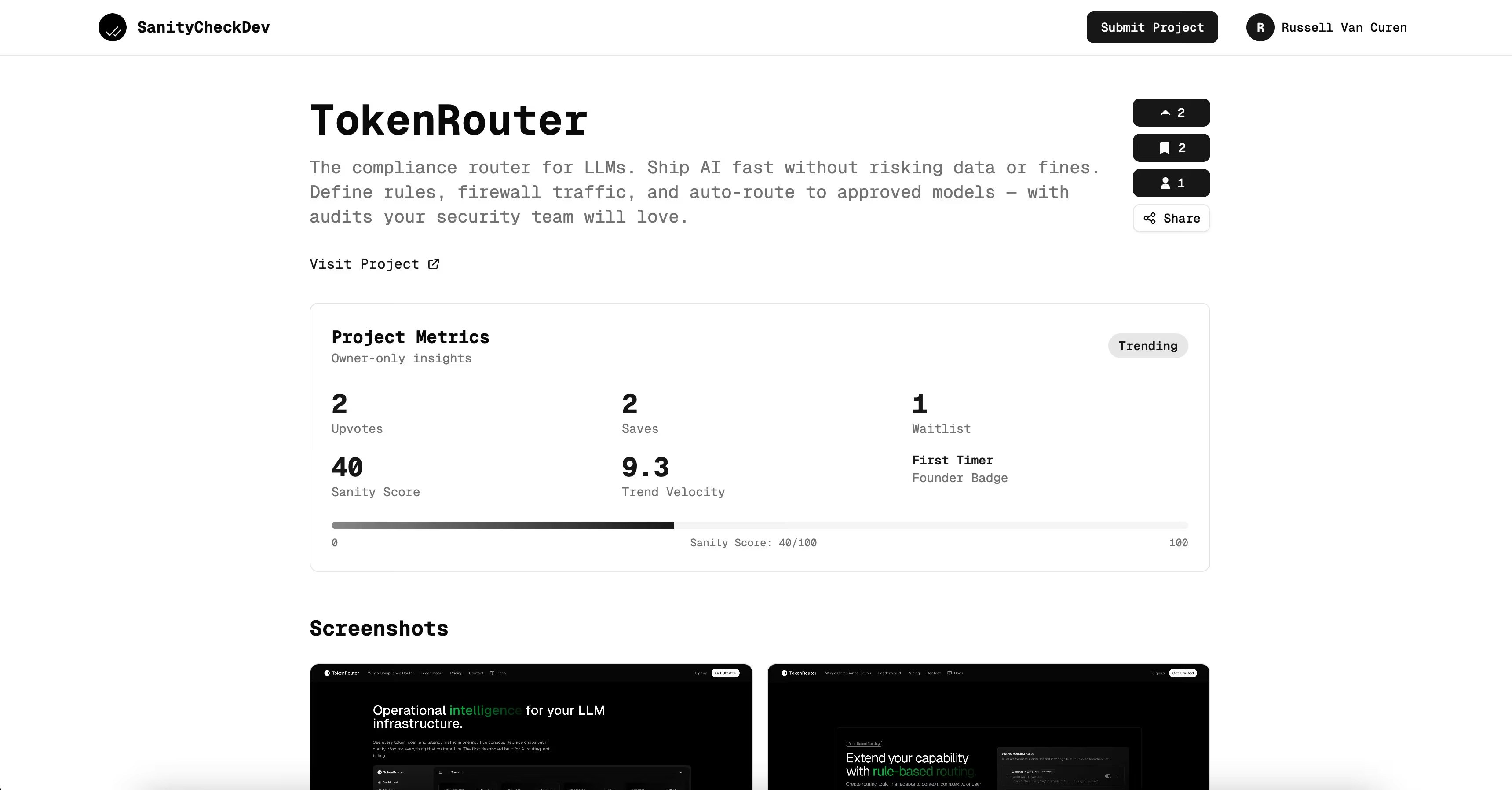 SanityCheck  - Main product screenshot demonstrating key features and user interface