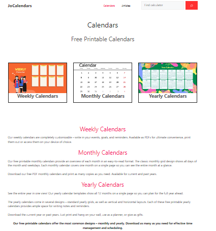 Jocalendar