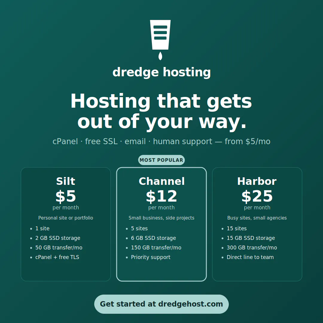 Dredge Host | Simple Web Hosting gallery image