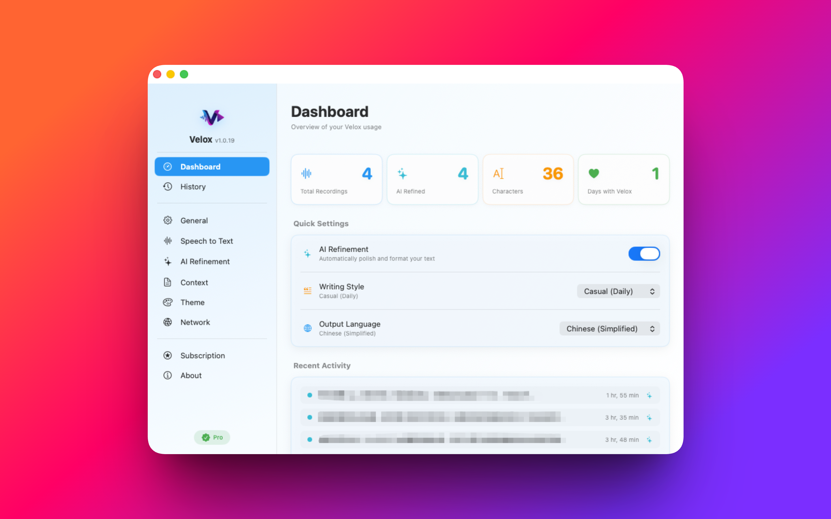 Velox - AI voice input - Screenshot 2 showing product features and functionality