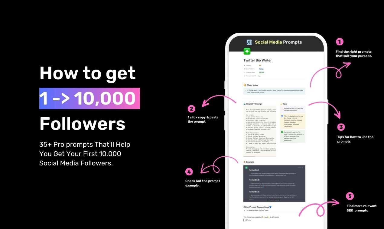 startuptile Social Cheat Prompts - allPrompts-35+ pro prompts to help you get your first 10000 followers