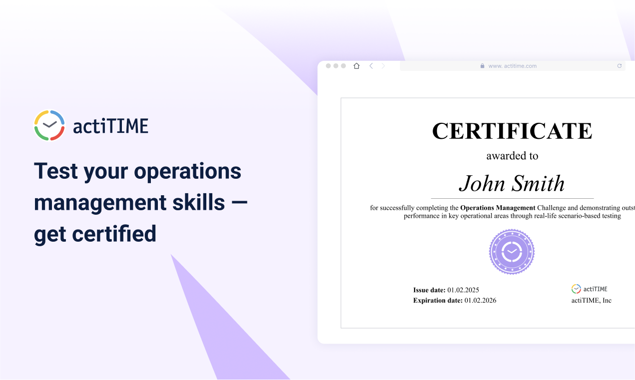 Certificazione di gestione Ops Actitime - Scopri quanto sono forti le tue capacità di gestione delle operazioni media 3