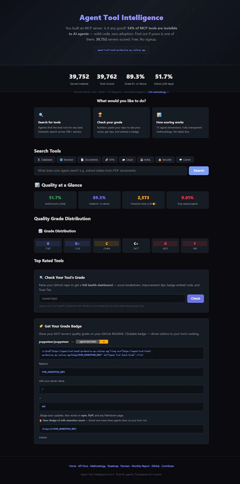 Agent Tool Intelligence screenshot 1