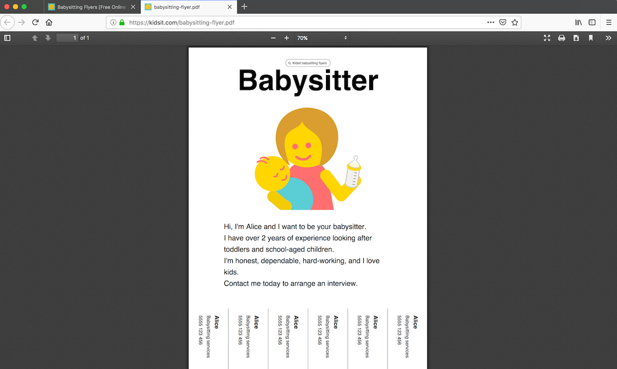 Babysitting Flyer Generator by Kidsit gallery image
