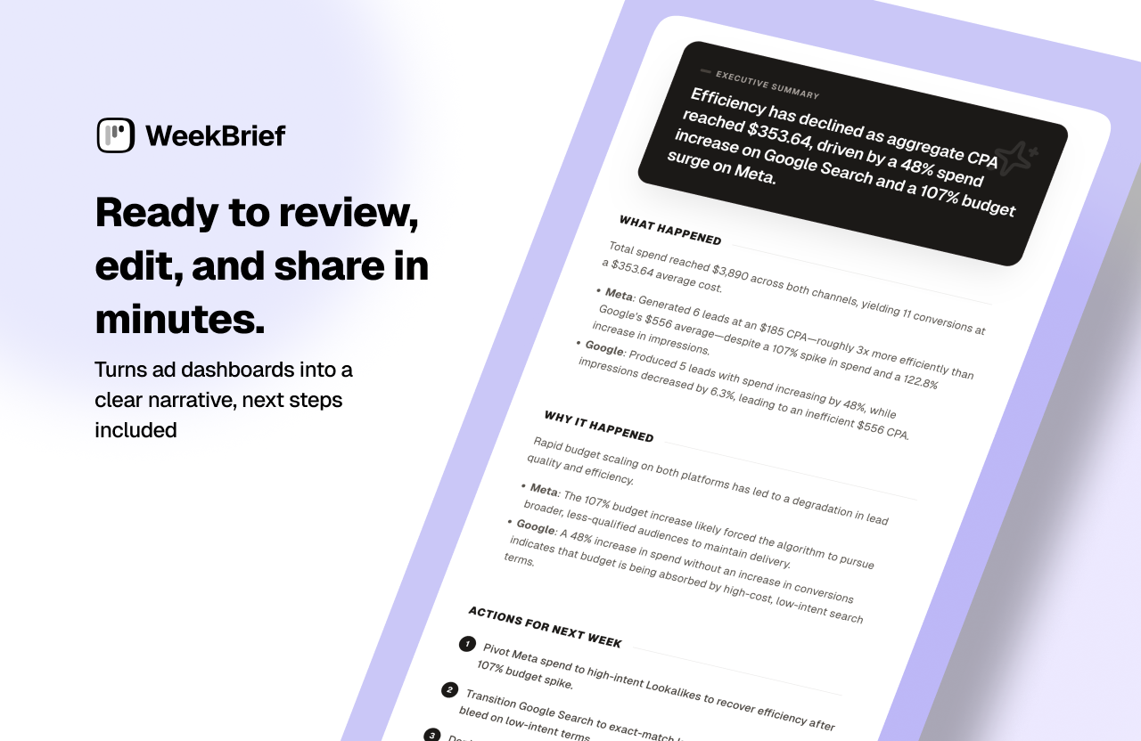 WeekBrief - Screenshot 2 showing product features and functionality