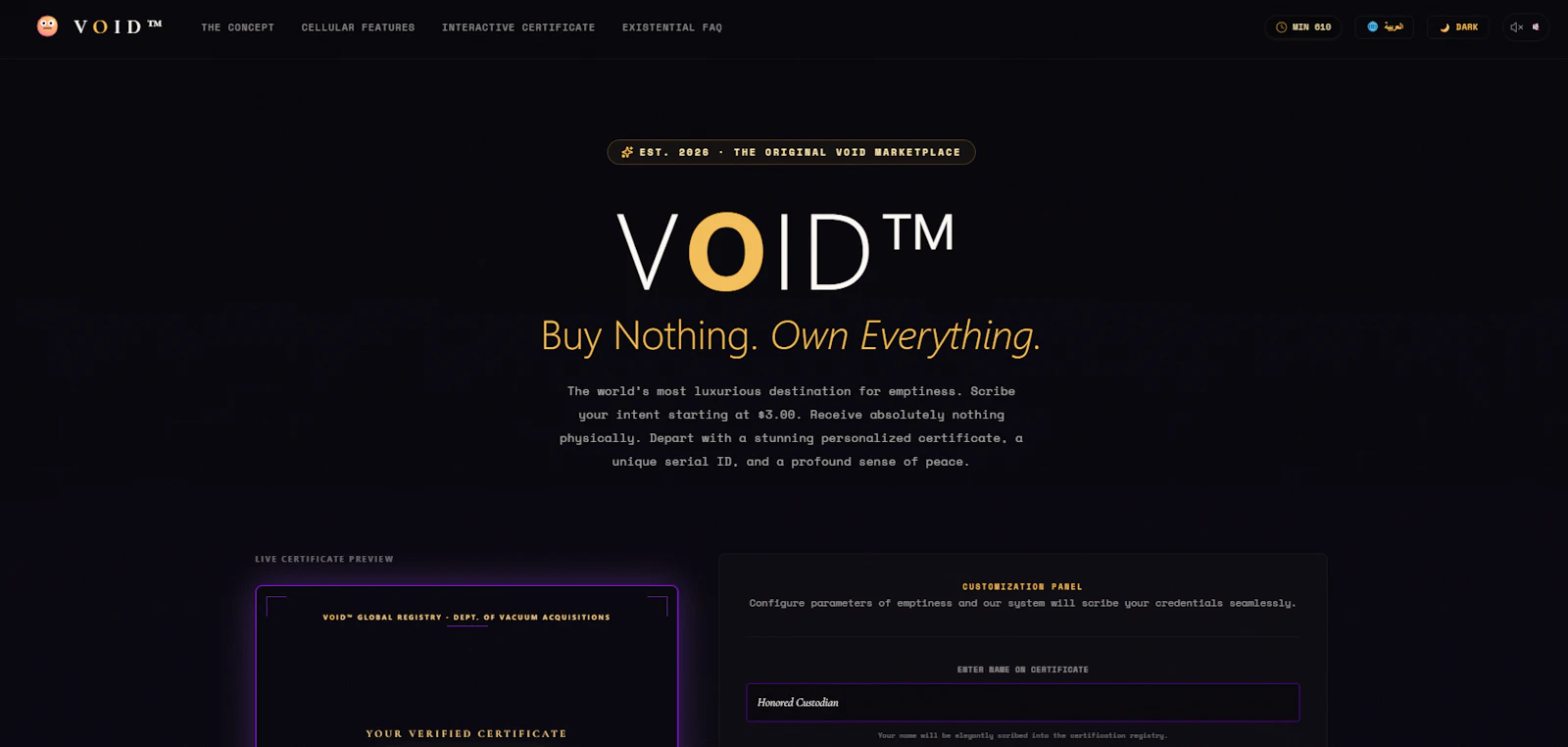 VOID™ — Buy Nothing. Own Everything. screenshot 1