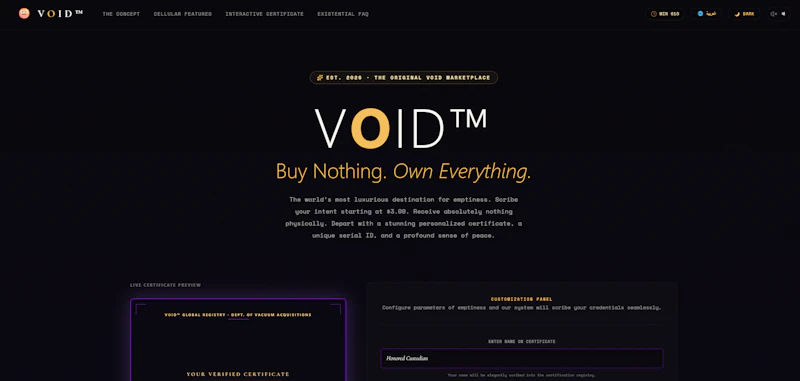 VOID™ — Buy Nothing. Own Everything. screenshot 1