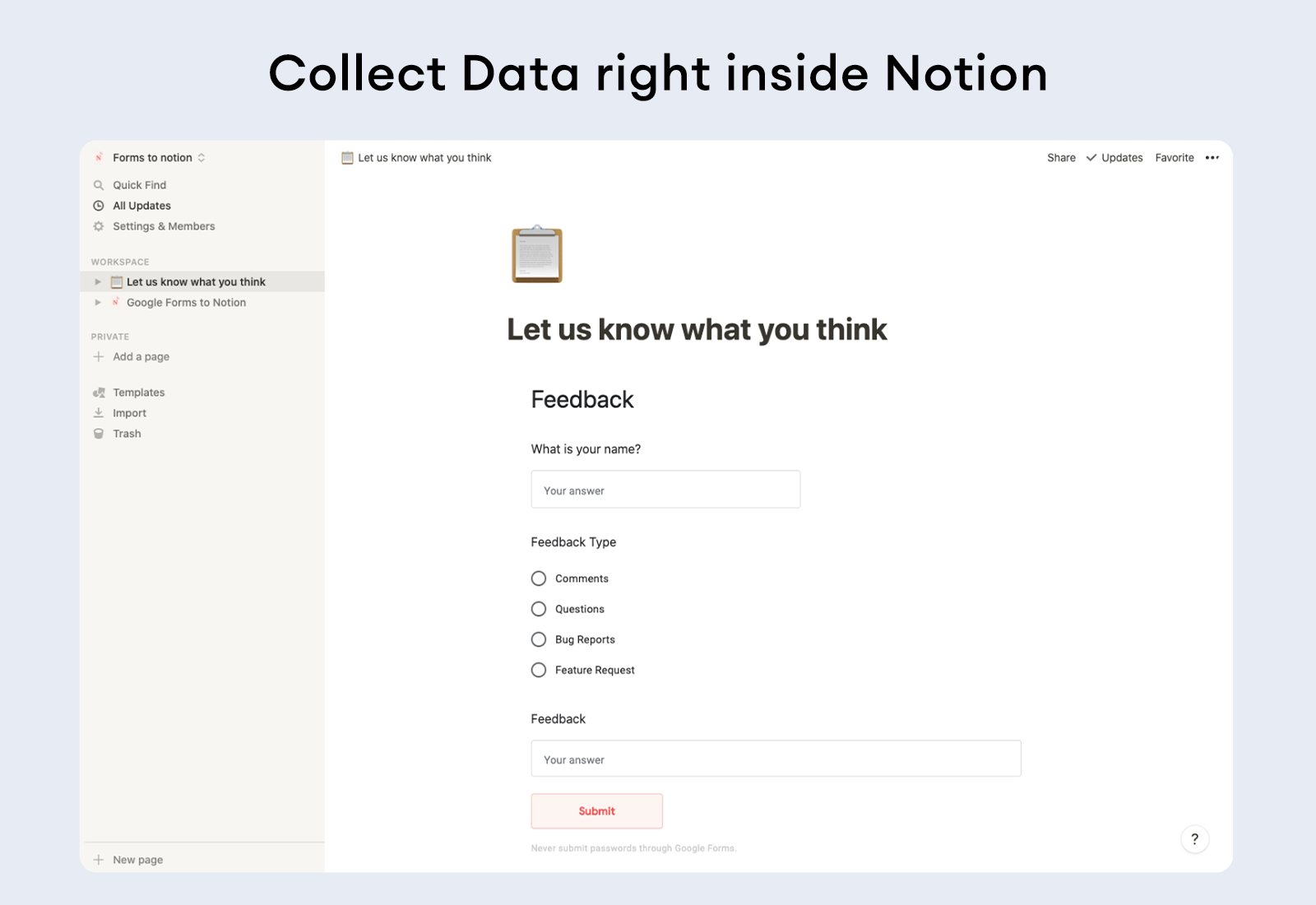 Google Forms to Notion gallery image