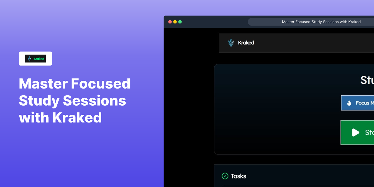 Kraked - Study Together - Main product screenshot demonstrating key features and user interface