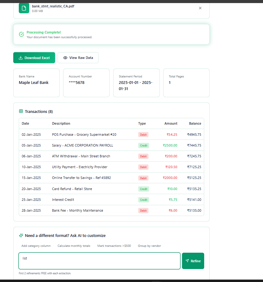 SriVSR – AI PDF to Excel Converter gallery image