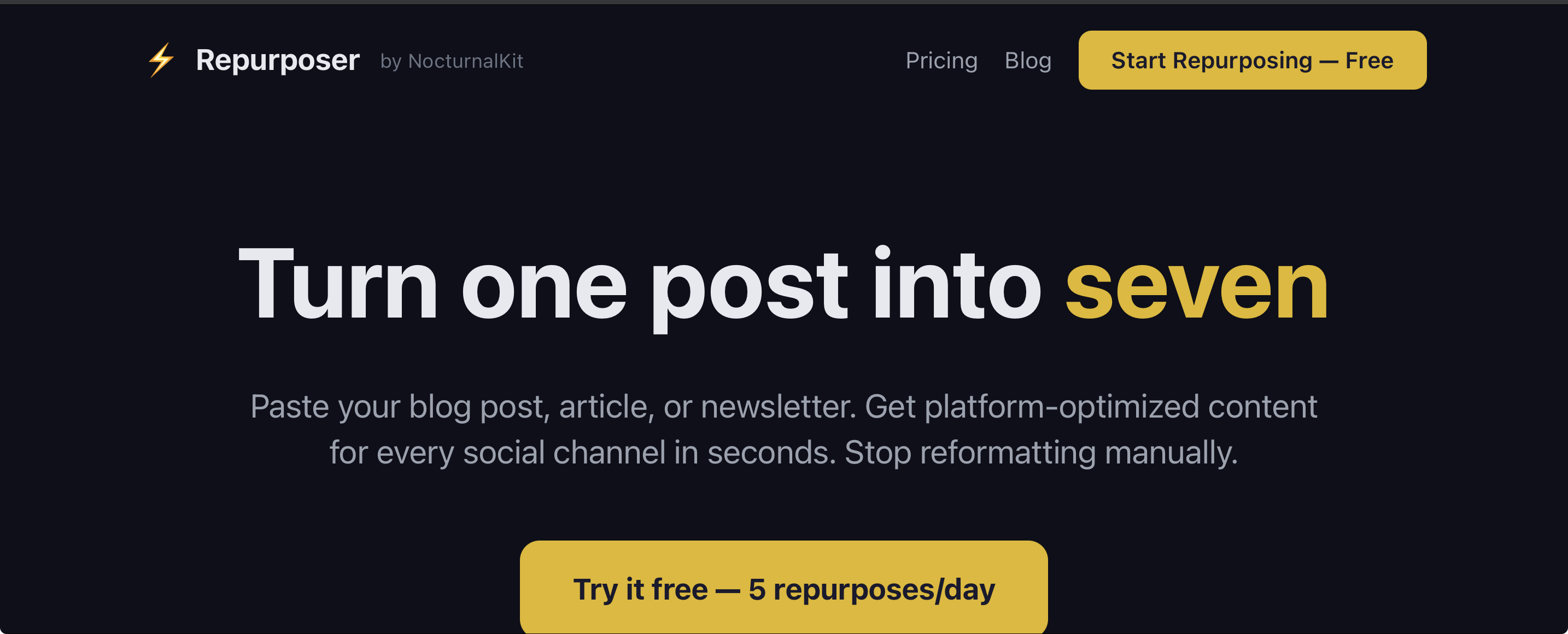 Repurposer - Main product screenshot demonstrating key features and user interface