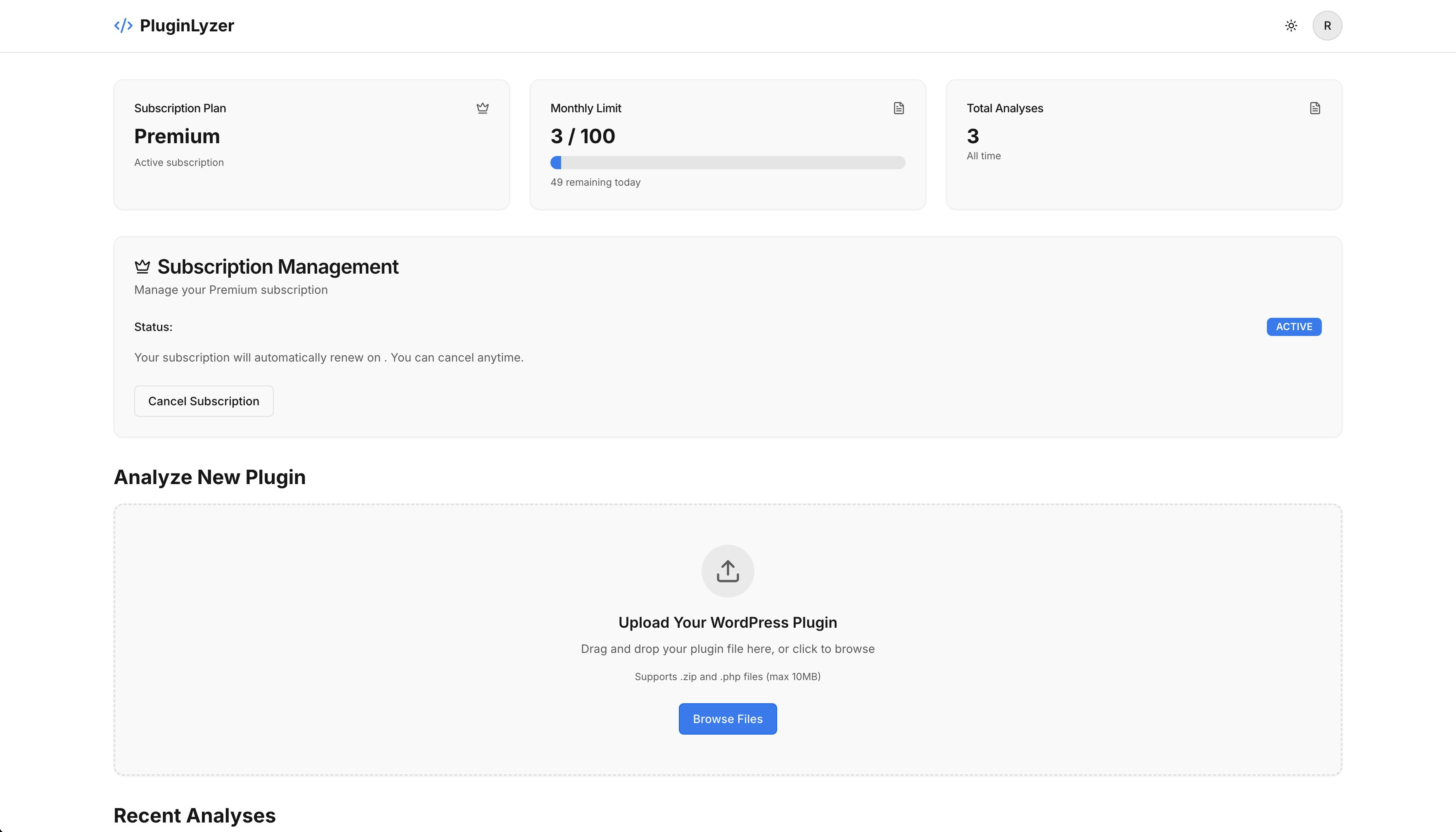 PluginLyzer - Main screenshot showing features and interface