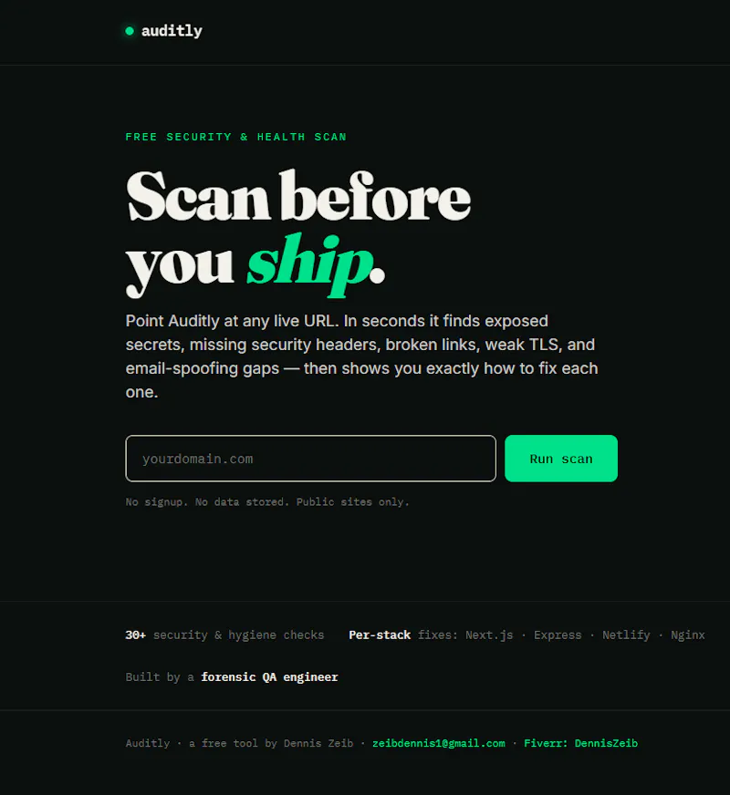 Auditly — Scan before you ship screenshot 1