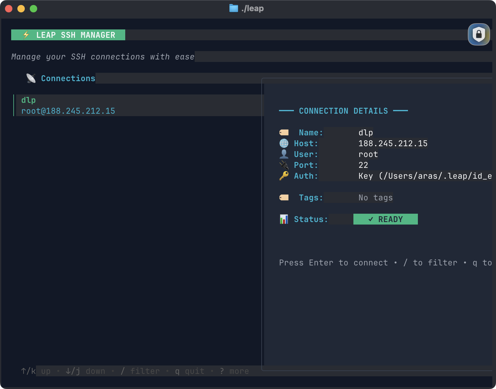 LeapSSH - Main product screenshot demonstrating key features and user interface