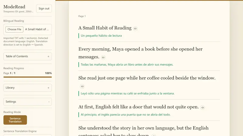 ModeRead screenshot 1 (video preview)