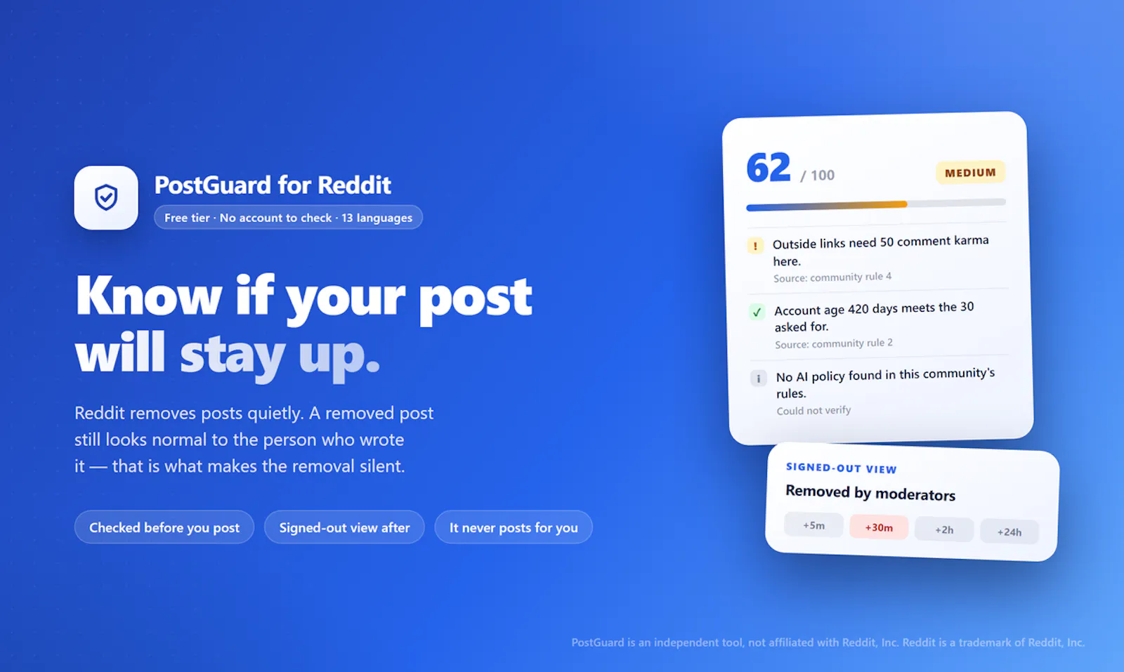 PostGuard for Reddit screenshot 1