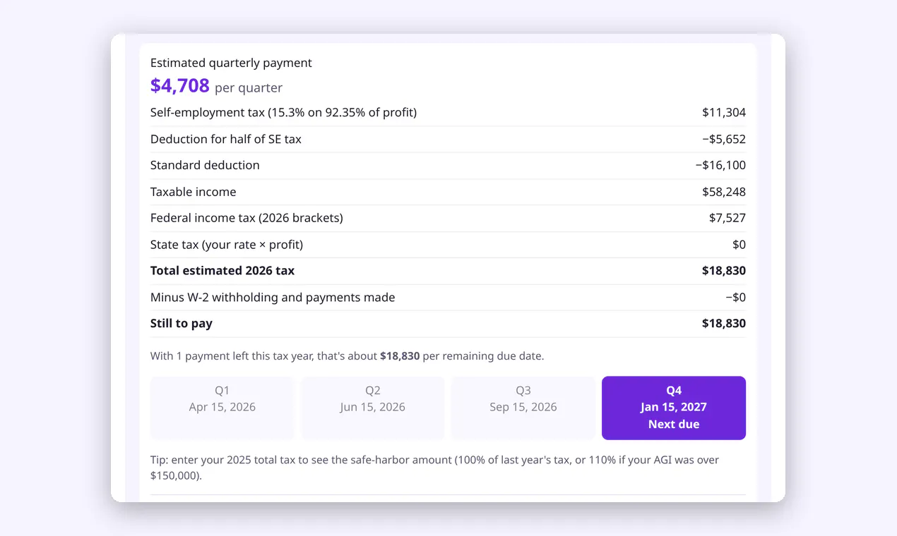 TallySheet Free Quarterly Tax Calculator gallery image