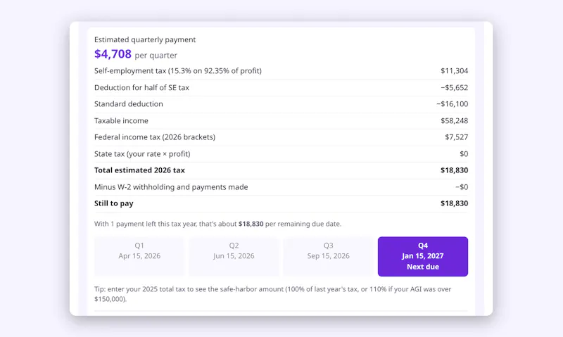 TallySheet Free Quarterly Tax Calculator screenshot 2