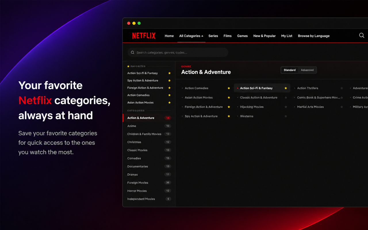 Netflix Categories Chrome Extension gallery image