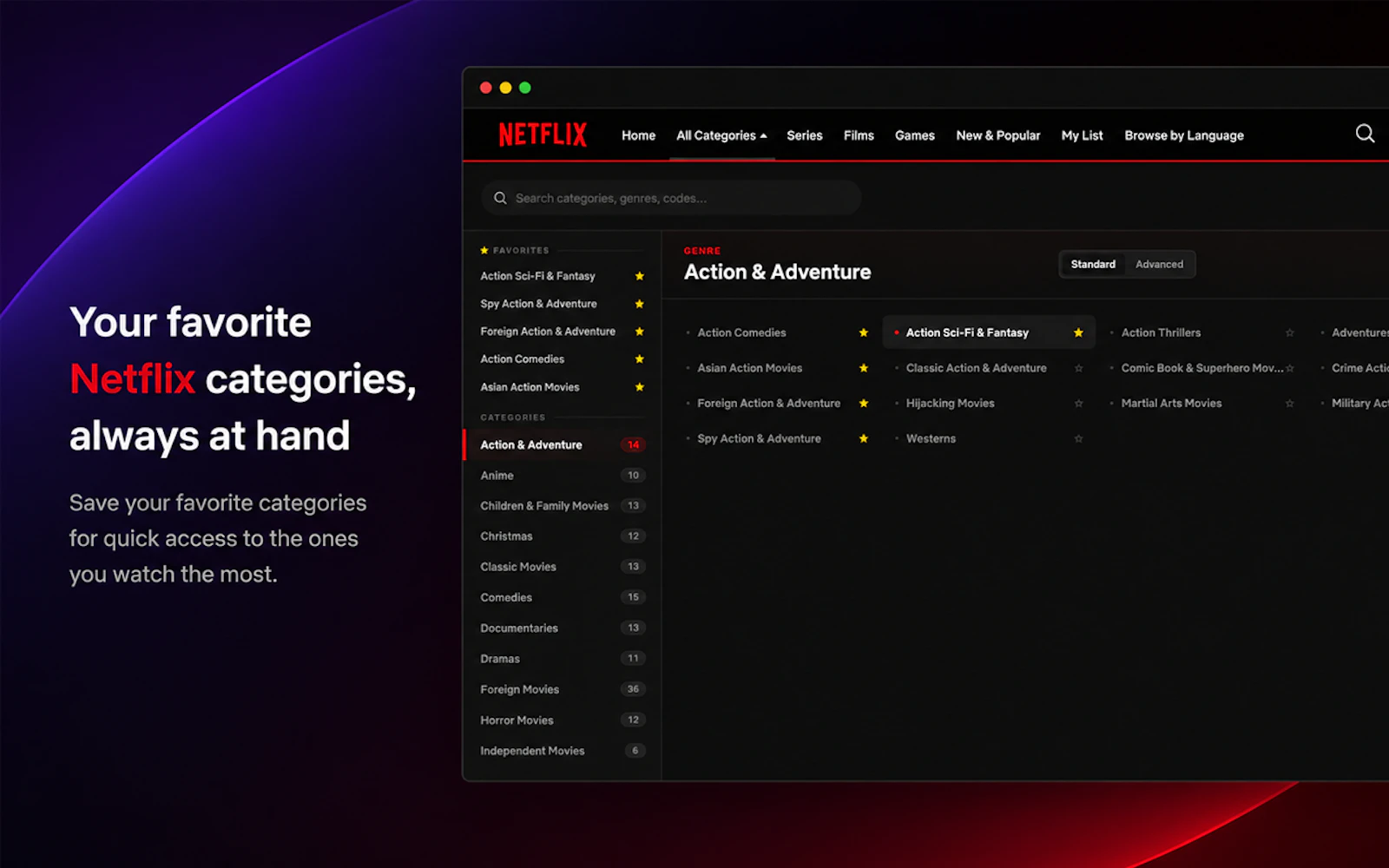 Netflix Categories Chrome Extension screenshot 2