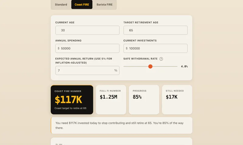 FIRECalculatorHQ screenshot 1