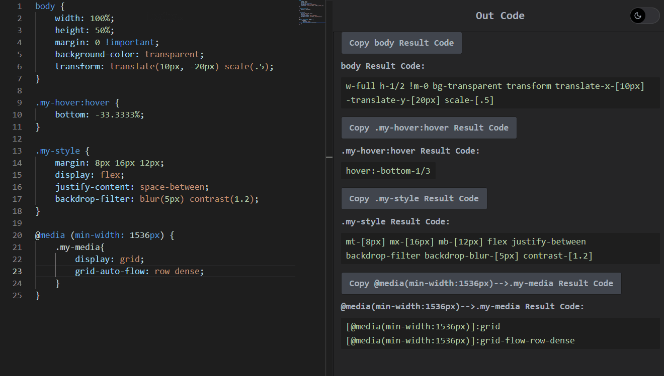 CSS ke Tailwind