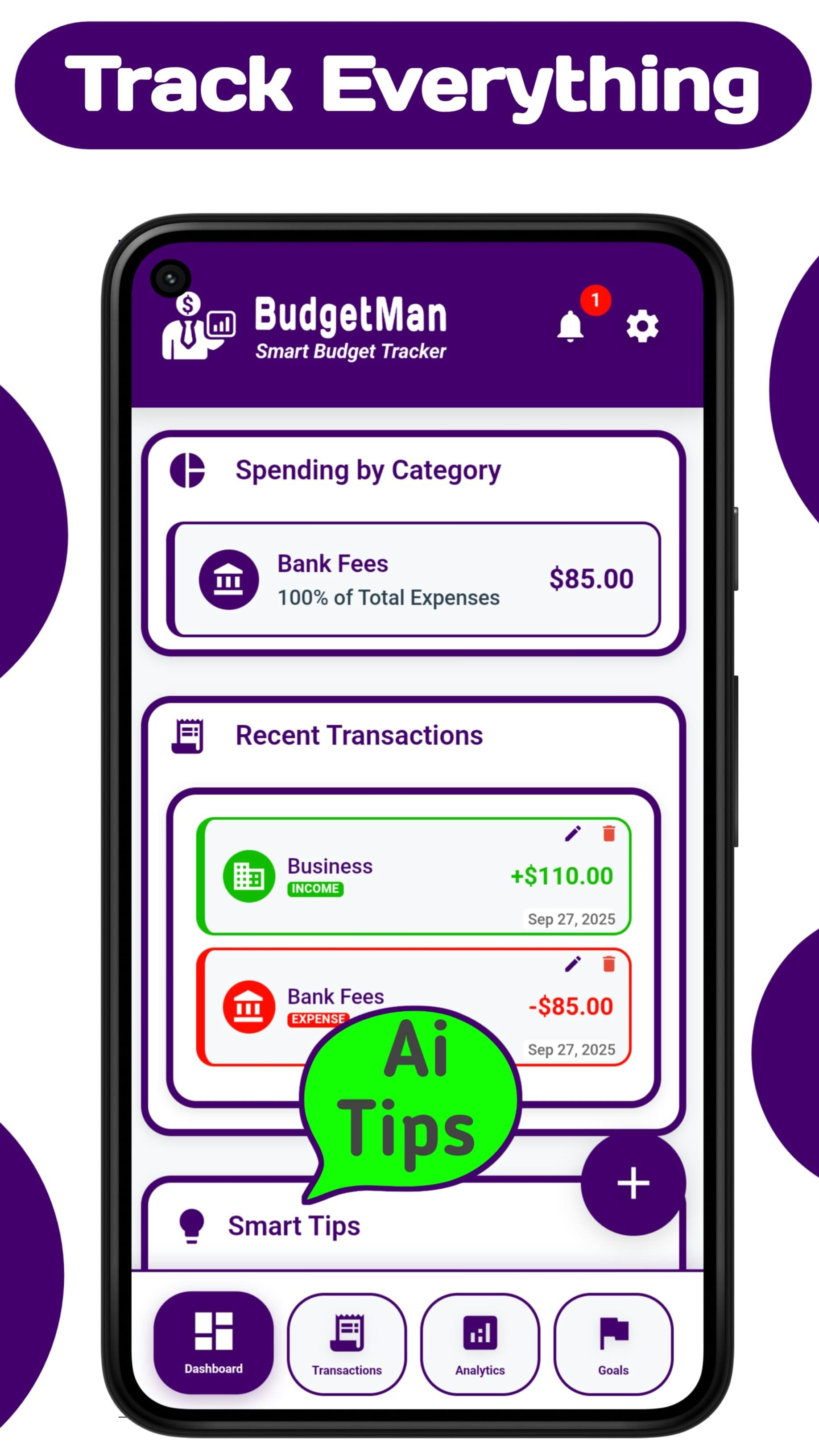 BudgetMan Smart Budget & Expense Tracker - Screenshot 2 showing product features and functionality