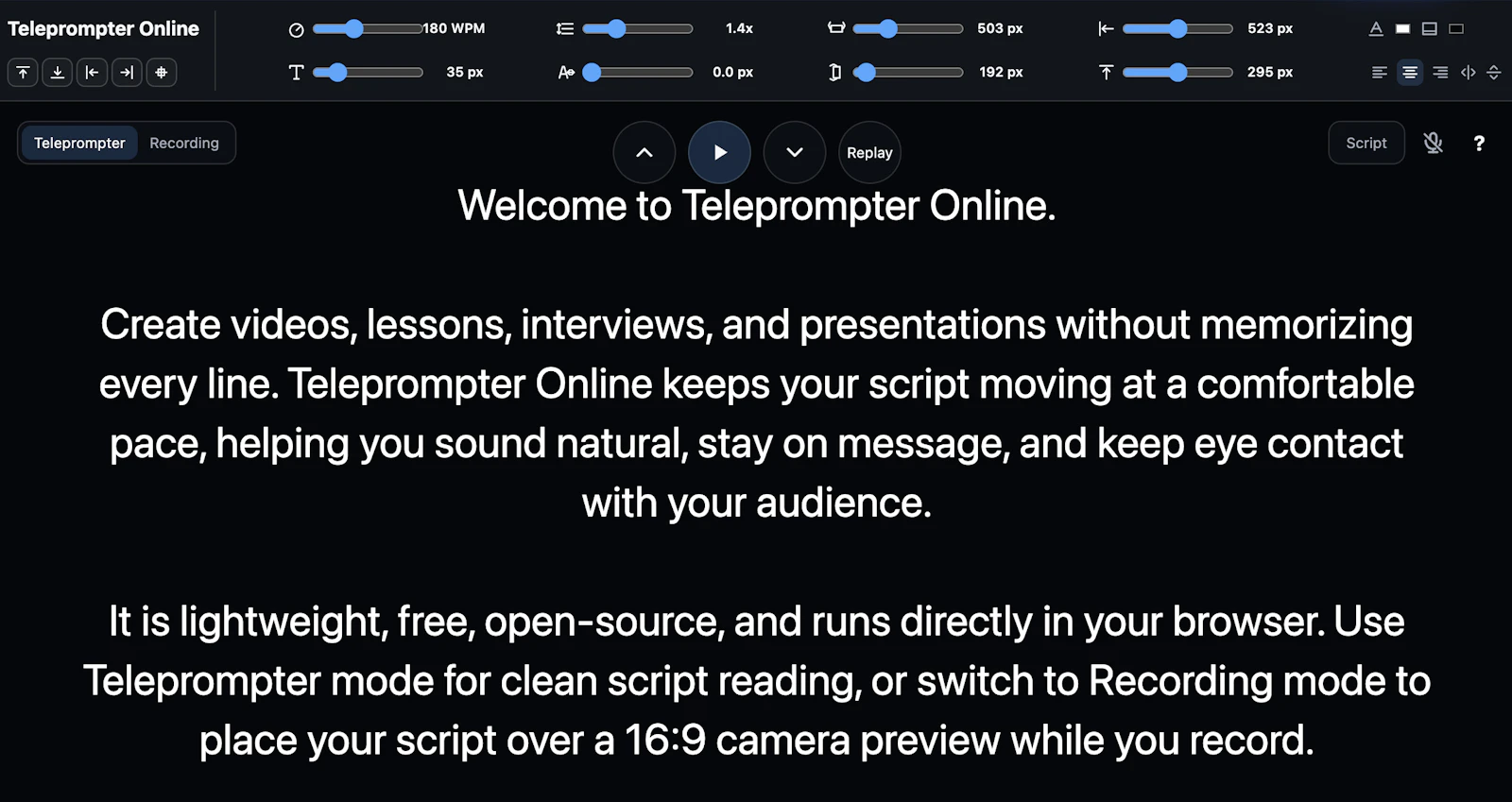 Teleprompter Online screenshot 1