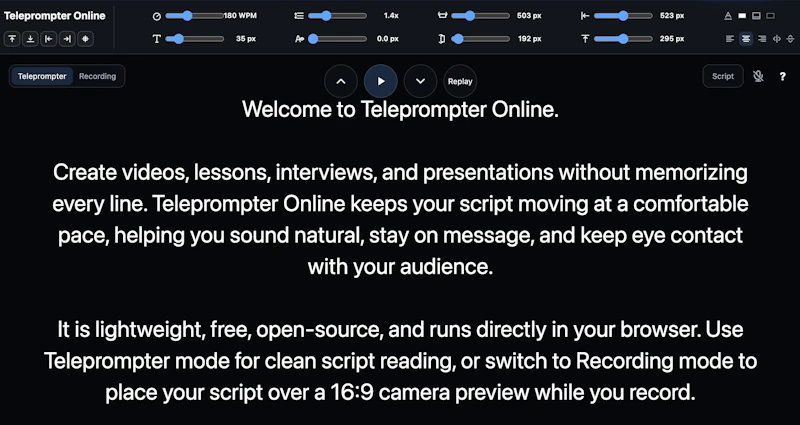 Teleprompter Online screenshot 1