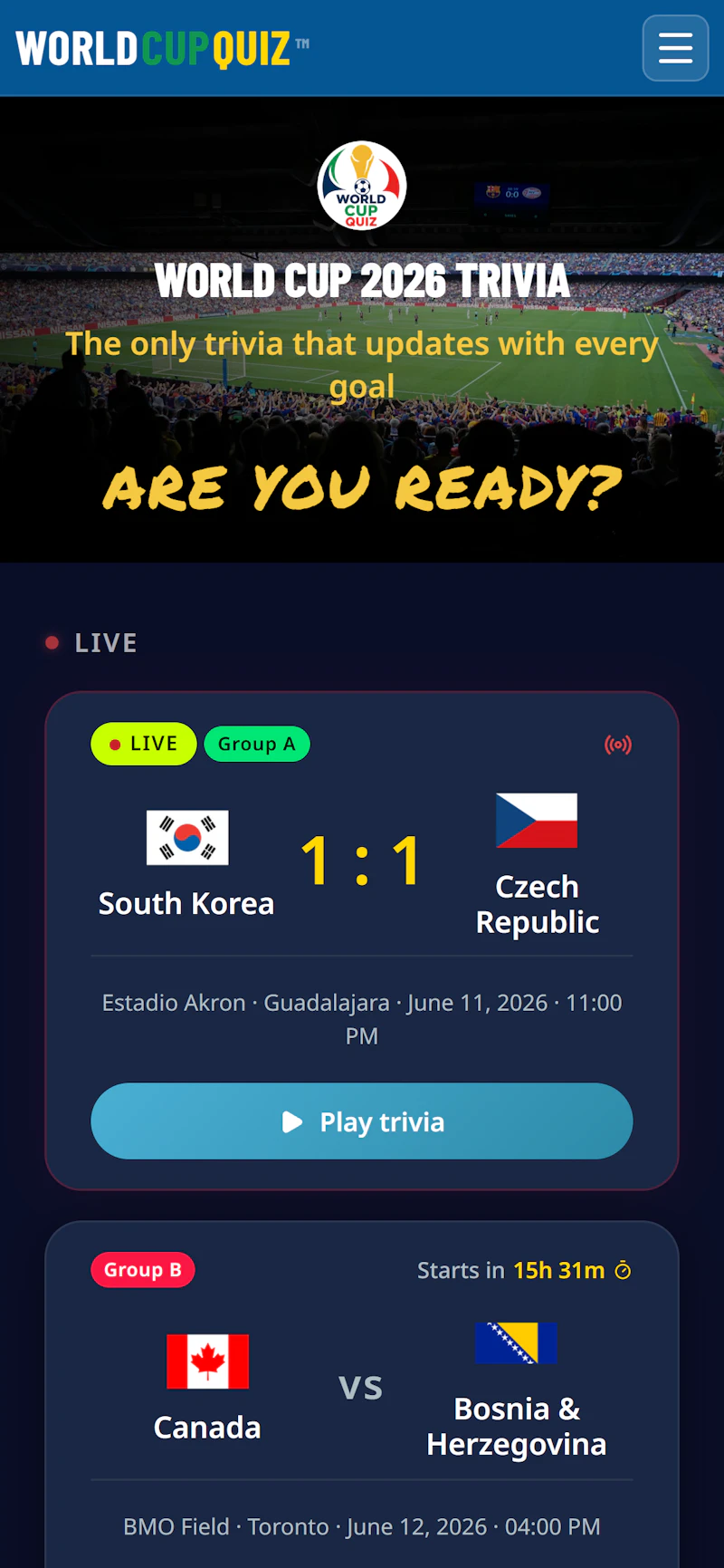 WorldCupQuiz screenshot 1