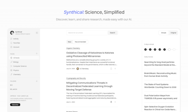 Um smartphone com o aplicativo Synthical exibindo um artigo acadêmico sobre pesquisa em neurociência.