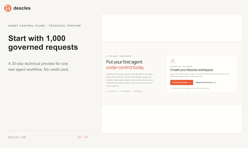 Descles agent control plane screenshot 9