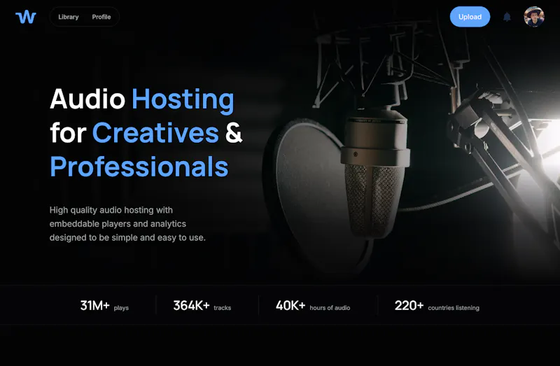 Whyp - Private Audio Hosting with Embeds screenshot 1