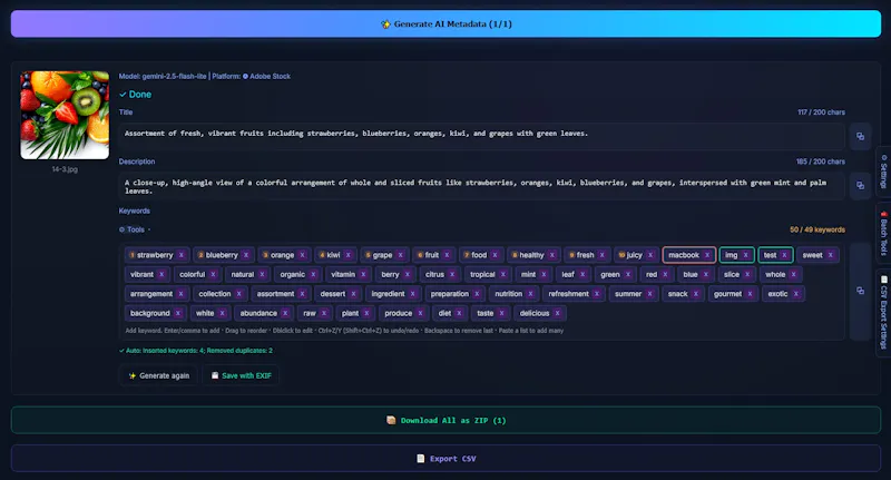 AI Stock Metadata Generator screenshot 3